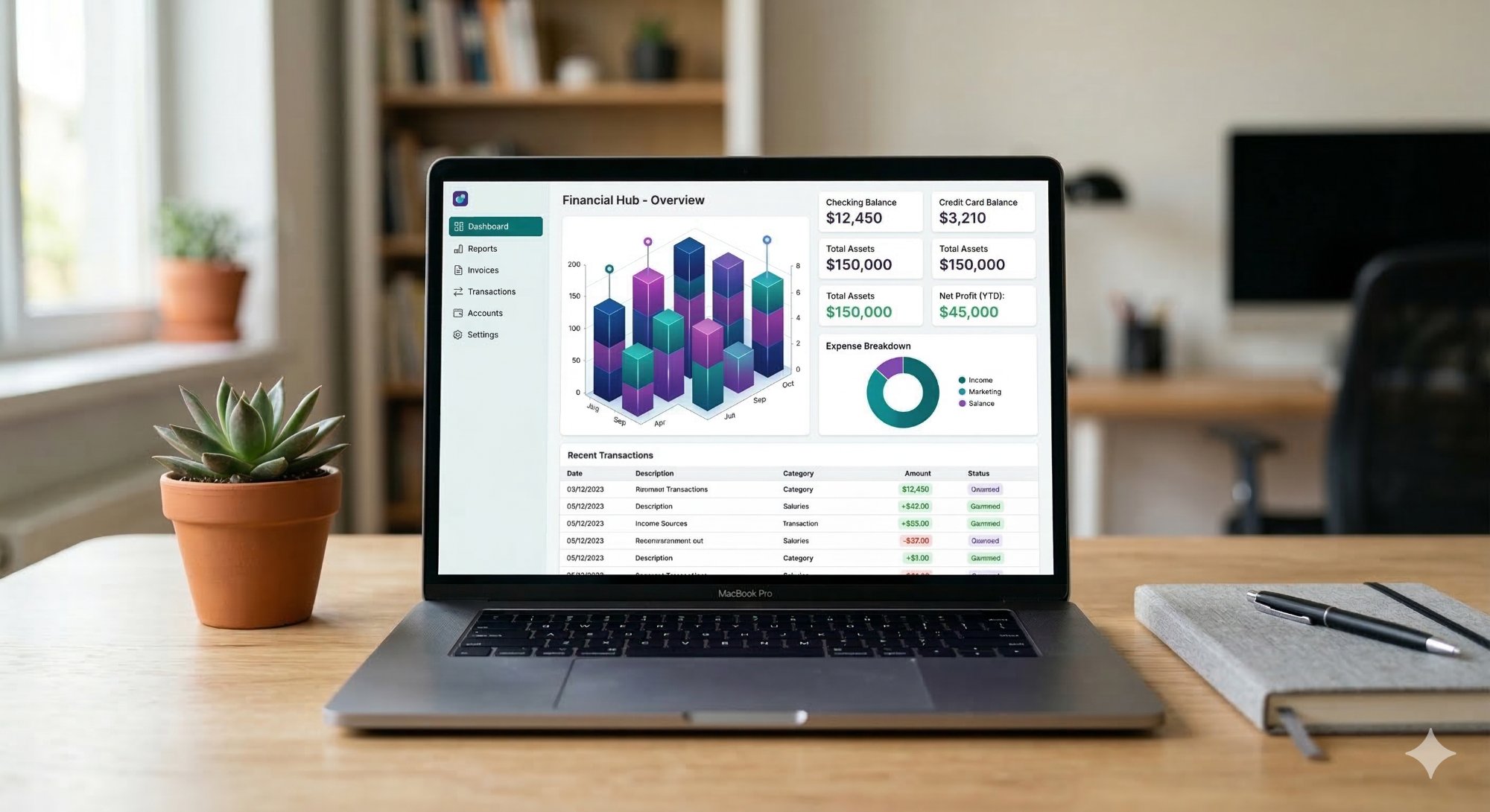 Modern accounting dashboard